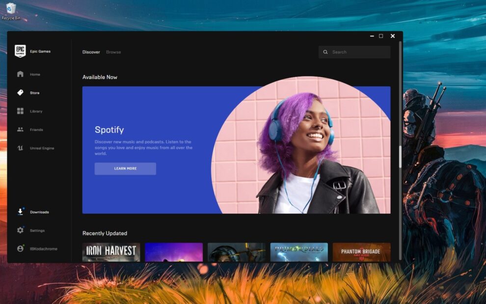 Epic Game Store Is Now Available With The Spotify Application - The